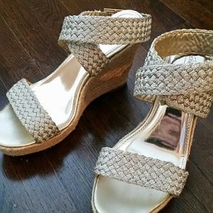 Classic cork wedge sandals with crochet straps!